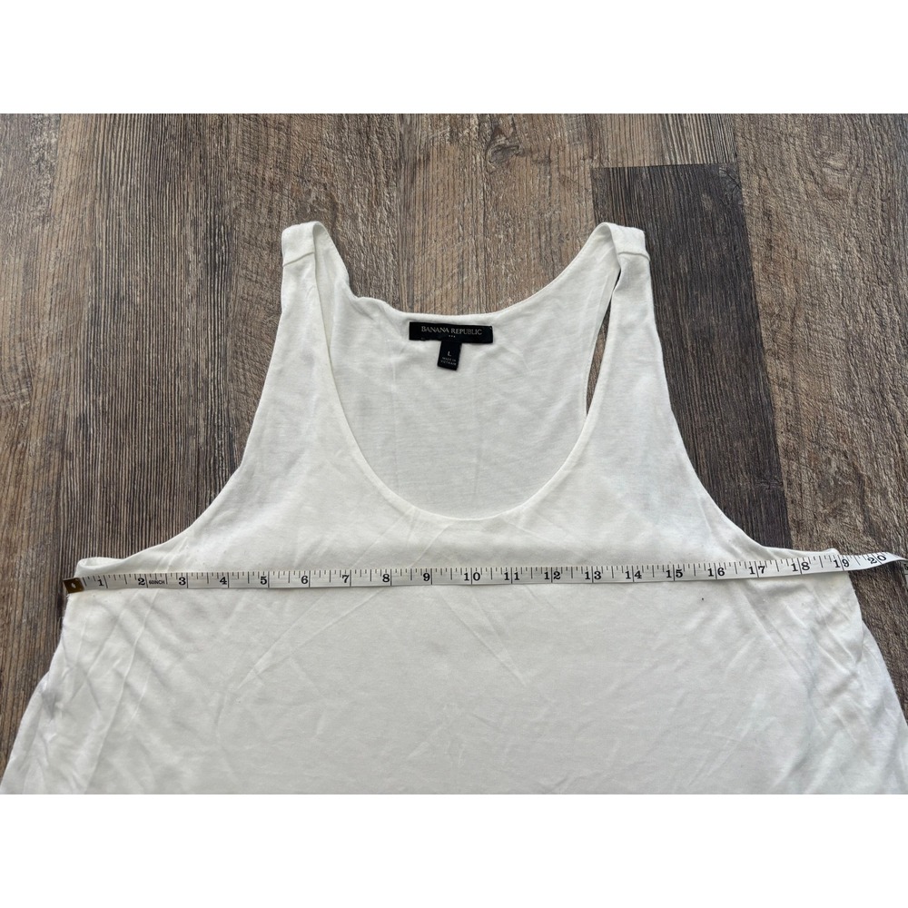 Banana Republic White Modal Double Layer Tiered Tank Top Womens Large RN54023 - Picture 4 of 6